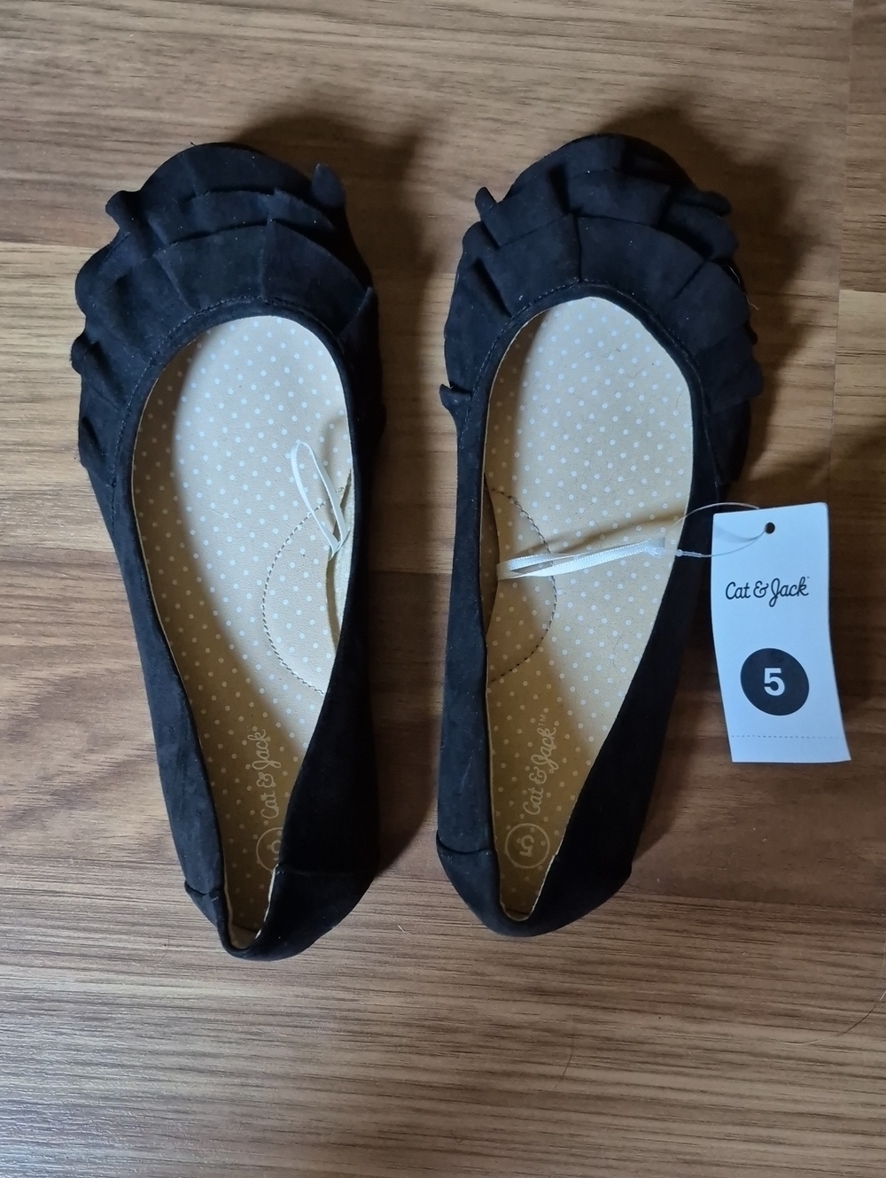 Cat & Jack Black Ruffle-Trim Ballet Flats